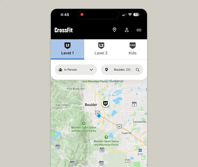 Course-finder map search interaction