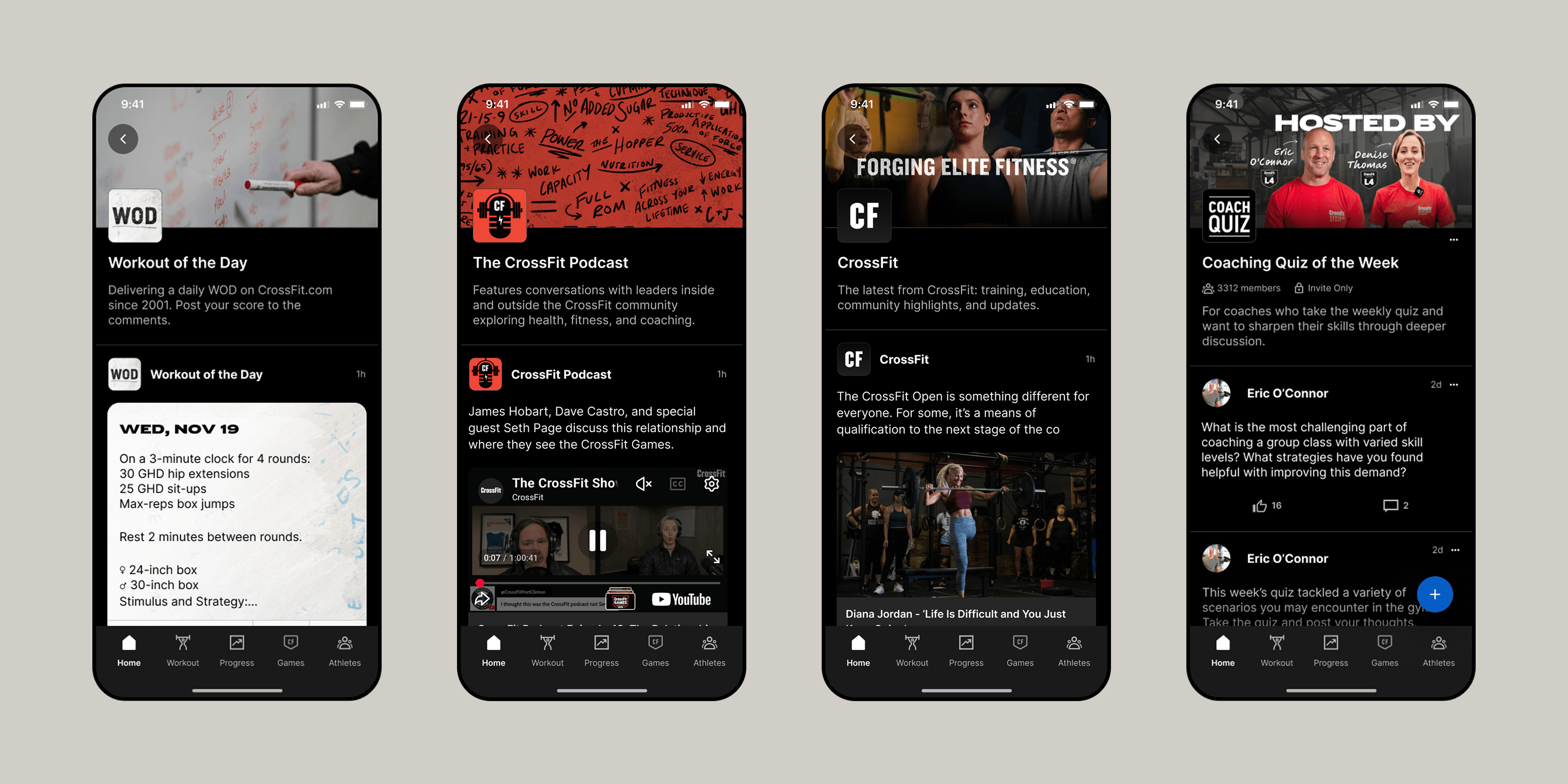 Activity feed screen mockup