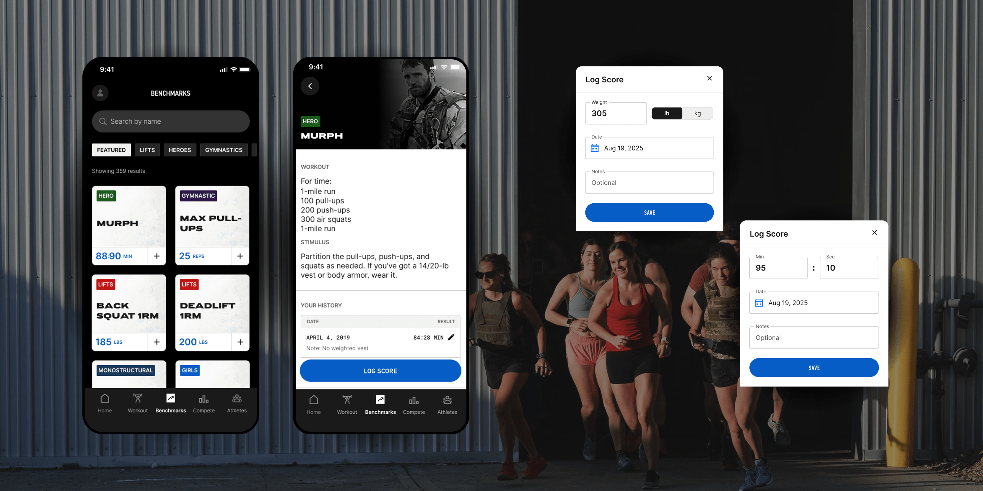 Murph benchmark screen mockup